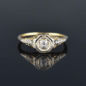 Art Deco 14K Gold Filigree .25 CTW Diamond Engagement Ring - Boylerpf