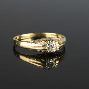 Fine Gold Edwardian Style Diamond Solitaire Ring - Boylerpf