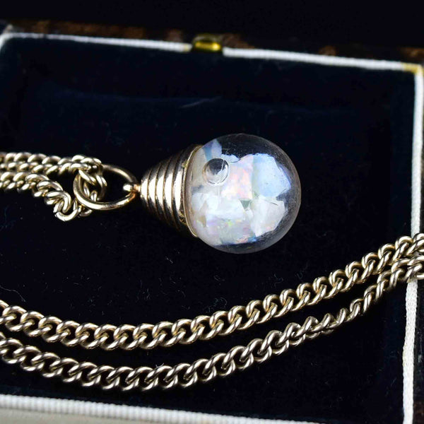 Gold Filled Floating Opal Orb Fob Necklace - Boylerpf