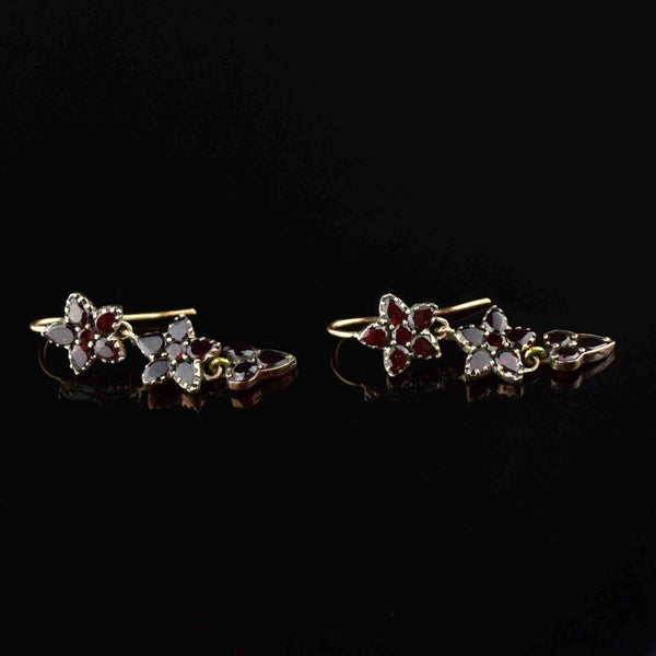 Antique Rolled Gold Garnet Star Earrings - Boylerpf