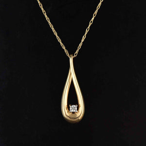 Vintage Infinity 14K Gold Diamond Pendant Necklace - Boylerpf