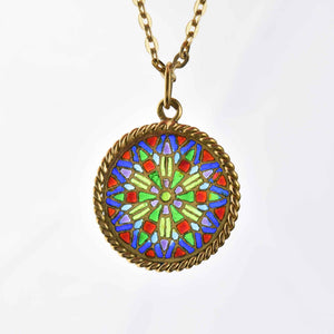 Lovely Plique A Jour Enamel 18K Gold Pendant - Boylerpf