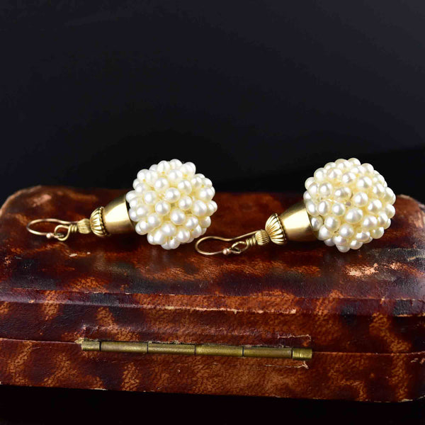 19th Century French Diamond Natural Pearl Earrings and Ring Set