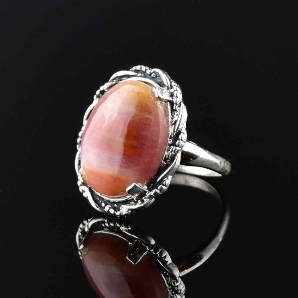 Silver Rope Carnelian Agate Statement Ring - Boylerpf