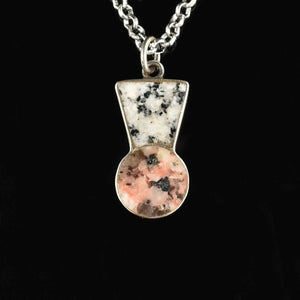 Vintage Gray and Pink Aberdeen Granite Thistle Pendant Necklace - Boylerpf