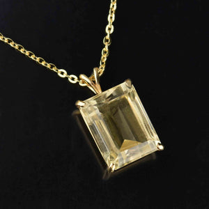 Exquisite 18.5 CTW Natural Citrine Pendant, 14K Gold Step Cut - Boylerpf