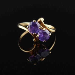 Vintage 10K Gold Amethyst Bypass Ring, Sz 6 - Boylerpf