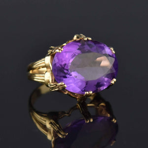 Vintage East West 12 CTW Amethyst Ring in 14K Gold - Boylerpf