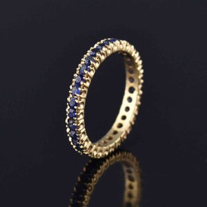 Vintage 14K Gold Sapphire Full Eternity Ring, Sz 7.5 - Boylerpf