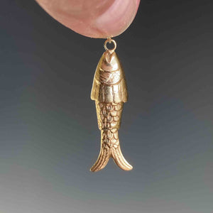 Articulated 14K Gold Fish Charm Pendant - Boylerpf