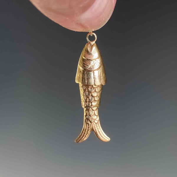 Articulated 14K Gold Fish Charm Pendant - Boylerpf