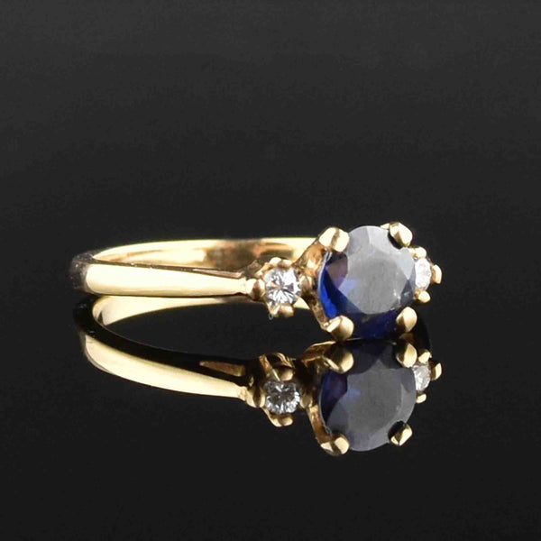 Vintage 14K Gold Diamond Sapphire Engagement Ring - Boylerpf