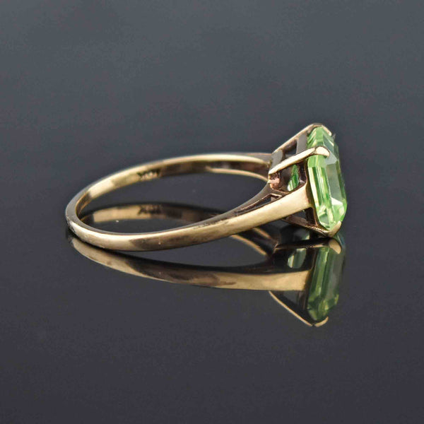 Vintage Art Deco Green Spinel Ring in Gold, Sz 7.25 - Boylerpf