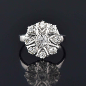 Antique Edwardian Diamond Cluster Ring in 14K White Gold - Boylerpf