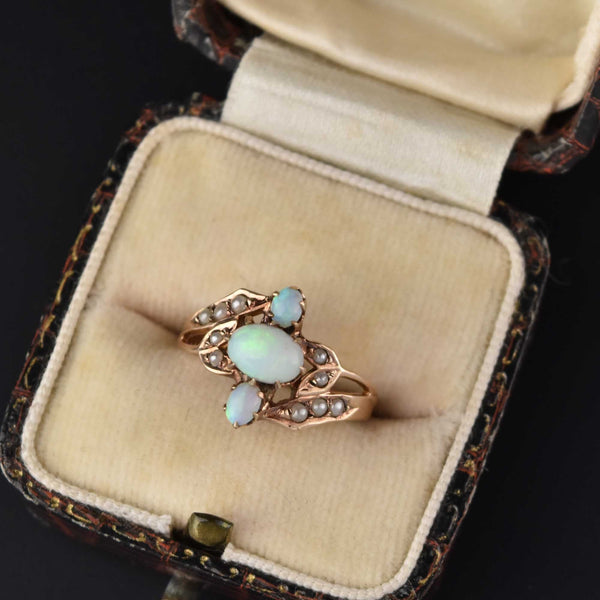 Antique Victorian Opal Seed Pearl Ring - Boylerpf