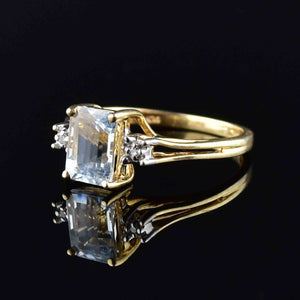 Vintage 10K Gold Diamond Aquamarine Ring - Boylerpf