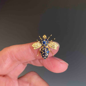 Vintage 14K Gold Sapphire BumbleBee Brooch Pendant - Boylerpf