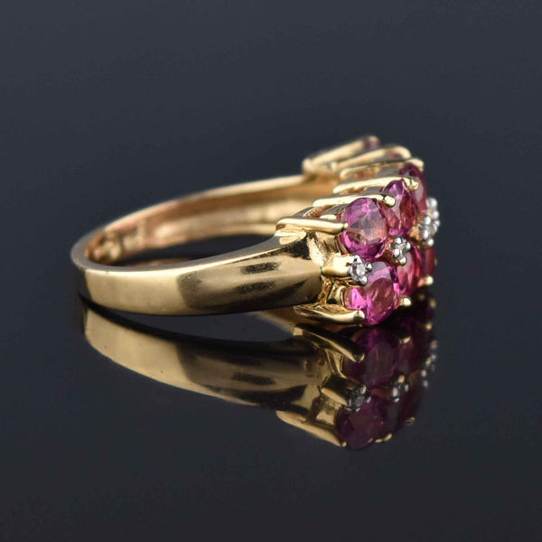Diamond Pink Tourmaline Double Row Ring - Boylerpf