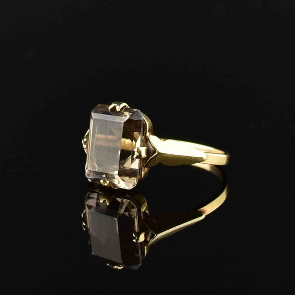 Vintage Smoky Quartz Gold Cocktail Ring - Boylerpf