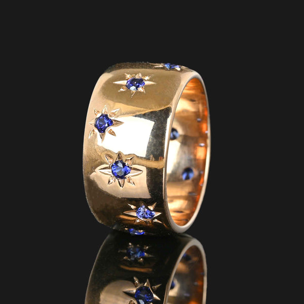 Vintage Wide .70 CTW Sapphire Band Ring in 14K Rose Gold - Boylerpf