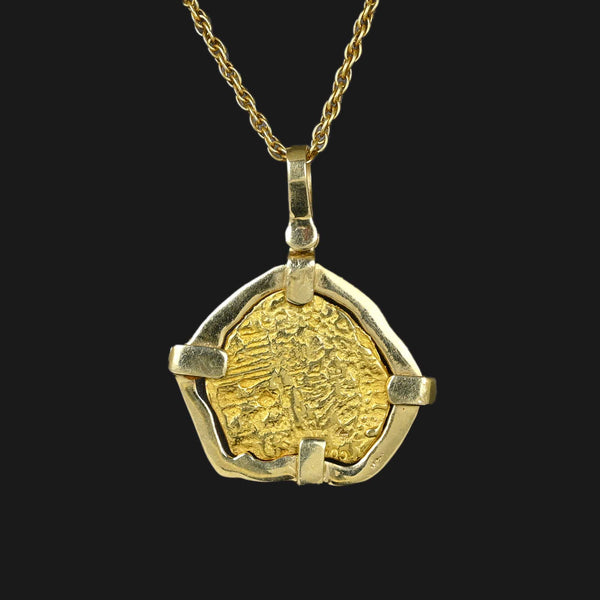 Abstract Atocha Coin Pendant Necklace in 14K Gold - Boylerpf