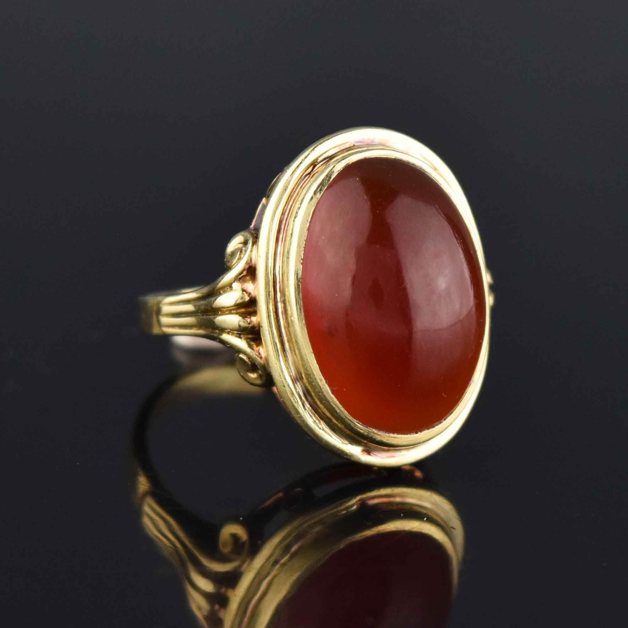 Retro 14k Gold Carnelian Ring, Sz 6.75 – Boylerpf