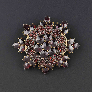 Antique Victorian Garnet Snowflake Brooch Pin - Boylerpf