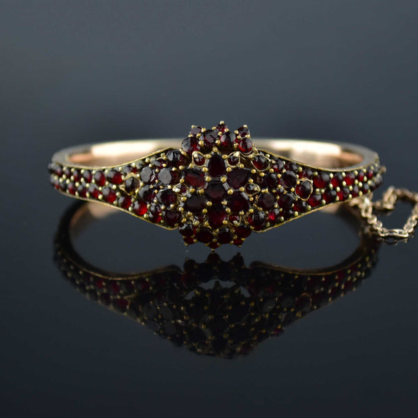 Victorian Bohemian Garnet Bangle Bracelet - Boylerpf