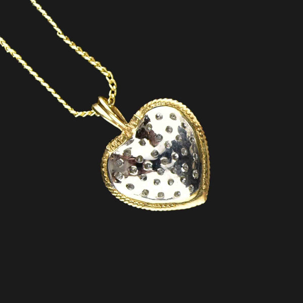 Vintage 10K Gold Diamond Heart Pendant Necklace - Boylerpf