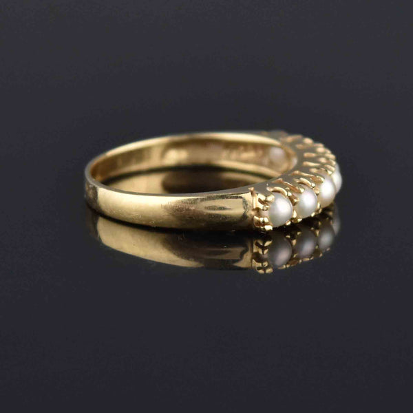 Estate 10K Gold Pearl Half Hoop Ring, Sz 6.5 - Boylerpf