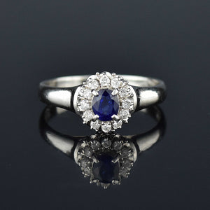 Platinum Diamond Halo Sapphire Ring, Princess Diana ON HOLD - Boylerpf