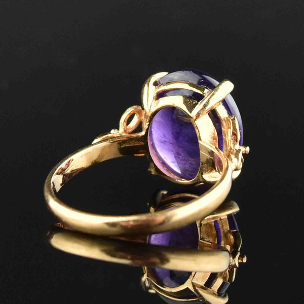 Vintage Amethyst Cabochon 14K Gold Ring - Boylerpf