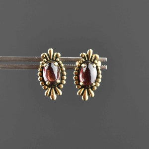 Vintage 14K Gold Garnet Stud Earrings - Boylerpf