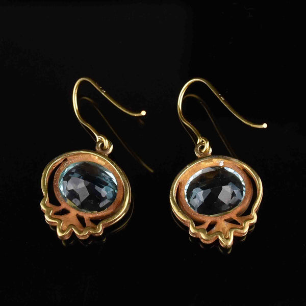 Vintage Victorian Style Gold Blue Topaz Earrings - Boylerpf