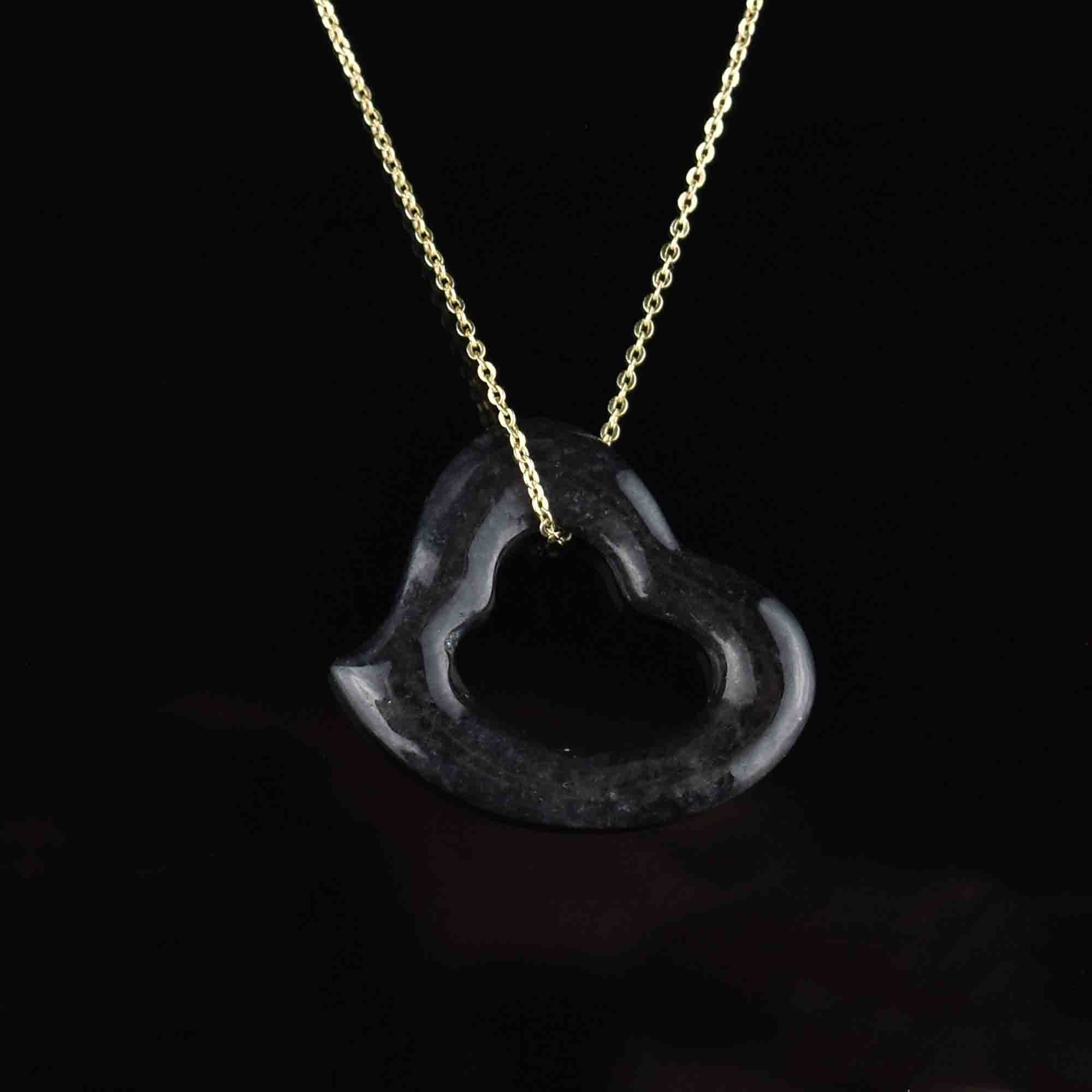 Elsa Peretti Black Heart Pendant Necklace TIFFANY Elsa Peretti