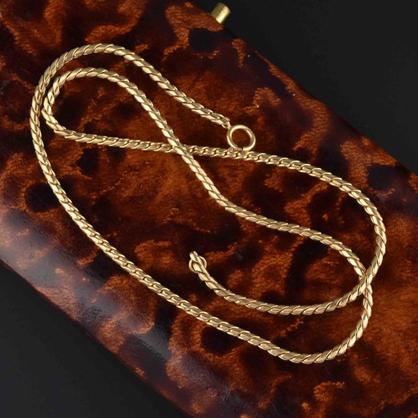 Vintage 14K Gold Serpentine Chain Necklace, Unisex - Boylerpf