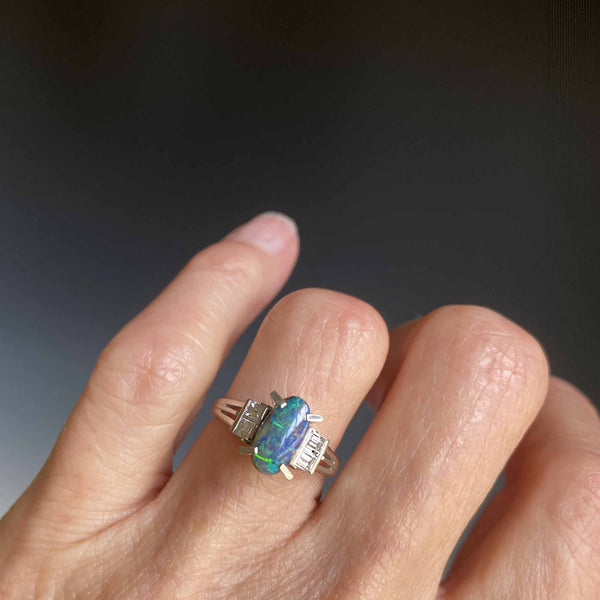 Platinum Boulder Opal and Diamond Ring - Boylerpf