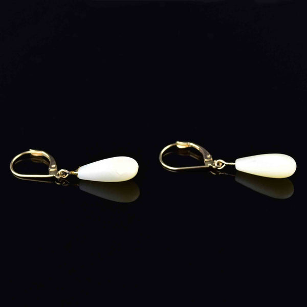 Vintage 14K Gold Mother of Pearl Drop Earrings - Boylerpf