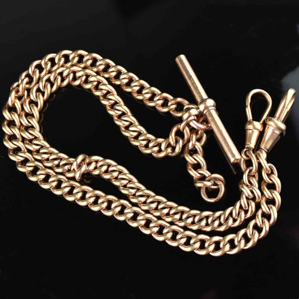 Antique Double Albert Pocket Watch Chain Curb Link Necklace - Boylerpf