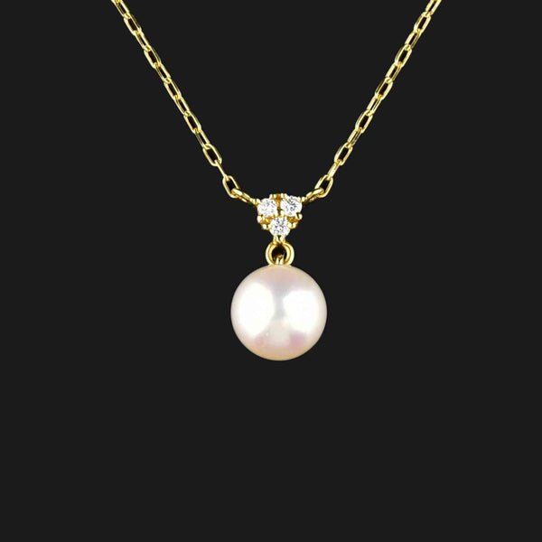 Vintage 18K Gold Mikimoto Diamond Pearl Necklace - Boylerpf