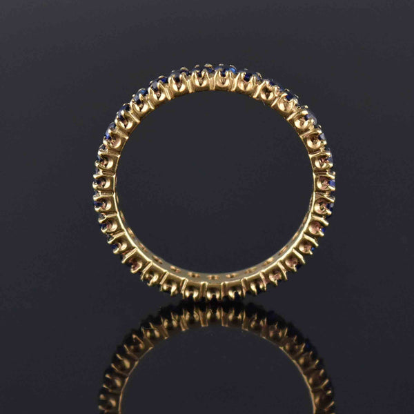 Vintage 14K Gold Sapphire Full Eternity Ring, Sz 7.5 - Boylerpf