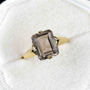 Vintage Smoky Quartz Gold Cocktail Ring - Boylerpf