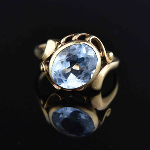 Vintage 10K Gold Blue Topaz Solitaire Engagement Ring - Boylerpf