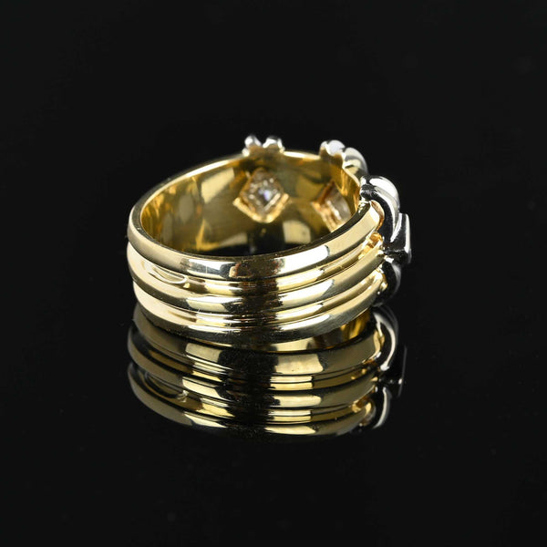 Wide 14K Gold Princess Cut Diamond Band Ring - Boylerpf