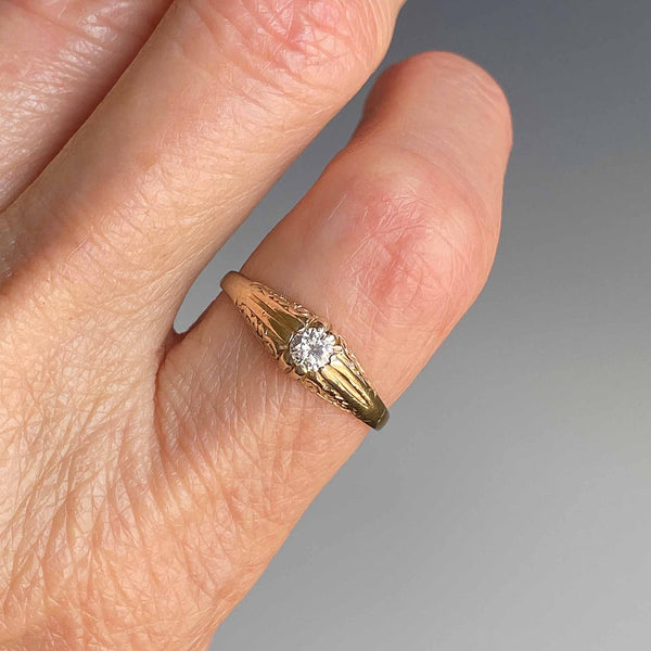 Fine Gold Edwardian Style Diamond Solitaire Ring - Boylerpf