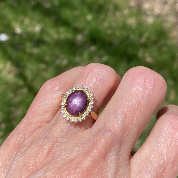 Purple Star Sapphire Cabochon Ring in White Gold – Park City Jewelers