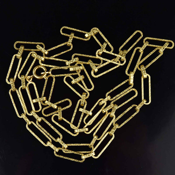 Solid 18K Gold Textured Paper Clip Chain Necklace - Boylerpf