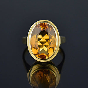 Vintage 14K Gold Oval 6 Carat Citrine Ring - Boylerpf