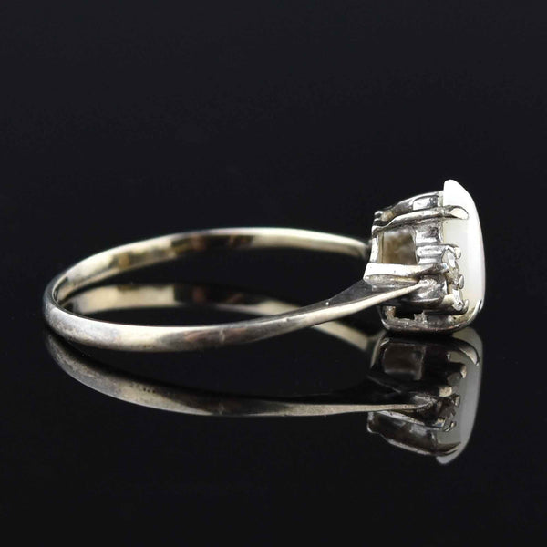 Vintage 14K White Gold Opal Diamond Engagement Ring, Sz 7.5 - Boylerpf