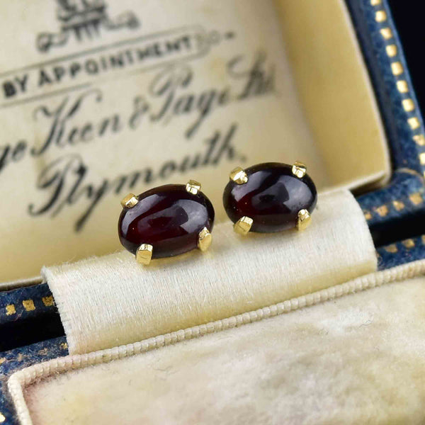 Vintage 14K Gold Garnet Stud Earrings - Boylerpf